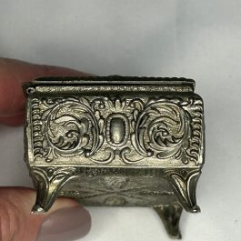Metal Hinged Lid Jewelry Casket Made In JAPAN