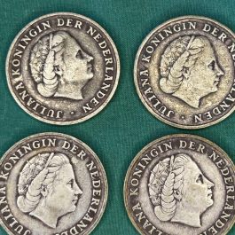 Group Of 4 1952 Netherlands Antilles 1 Gulden SILVER Coins From An Estate