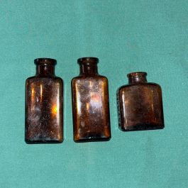 Group Of 3 Dug Dark Amber Bottles, Including Bell-Ans
