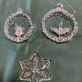 3 Vintage Hand Blown Spun Clear Glass Tree Ornaments