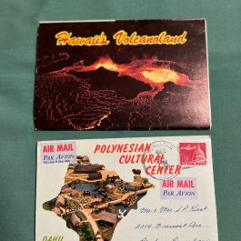2 Used Hawaii Postcard Souvenir Folders, Volcanoland & Polynesian Cultural Ctr