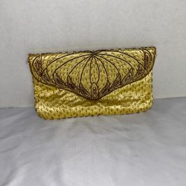 Vintage Made In Macau Yellow Beaded Evening Clutch