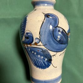 Vintage Mexican Tonal Vase with Blue Bird 6”