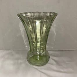 Unusual Tall 1930s Optic Pattern Uranium Glass Vase