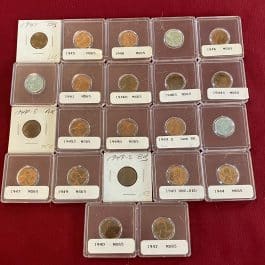 Group Of 22 1940’s, Mainly Cased Pennies, Most BU – Nice Lot!