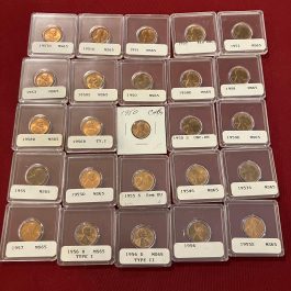 Group Of 25 1950’s, Mainly Cased Pennies, Most BU – Nice Lot!