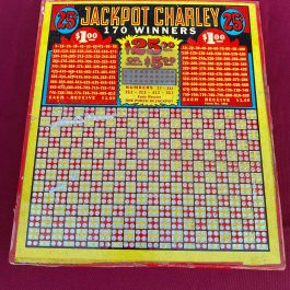 Jackpot Charley 25 Cent Gambling Punch Board, UNUSED