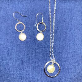 Sterling Silver And Pearl Necklace With Matching Earrings