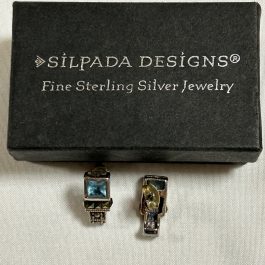Sterling Silver Light Blue Stone Earrings w/Marcasites
