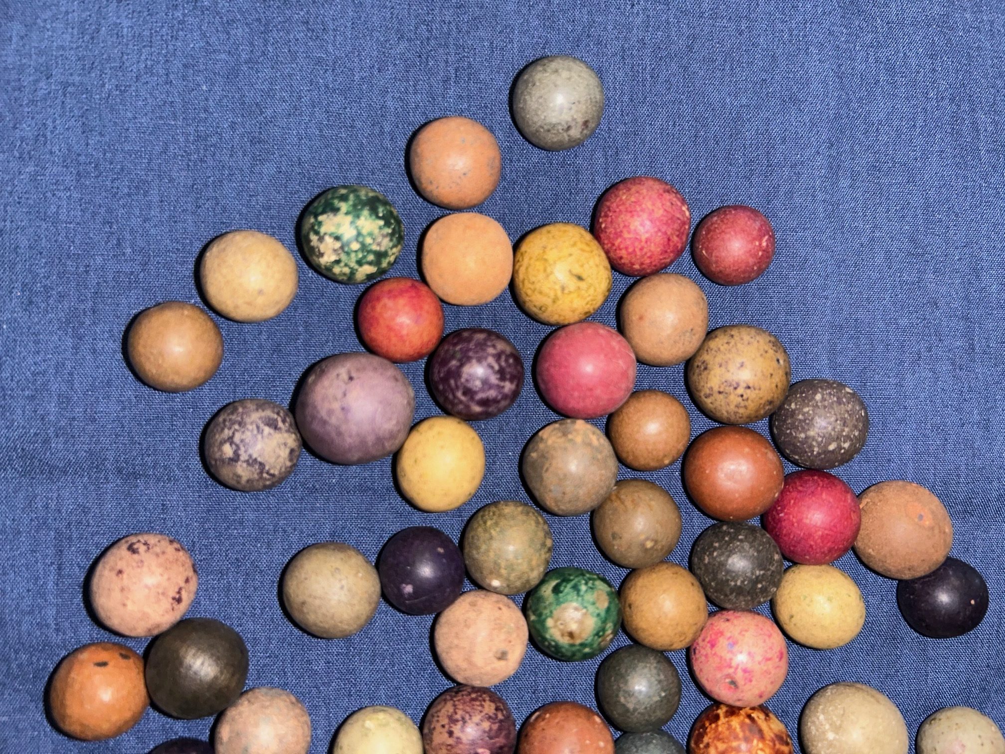 54 Antique Clay Marbles