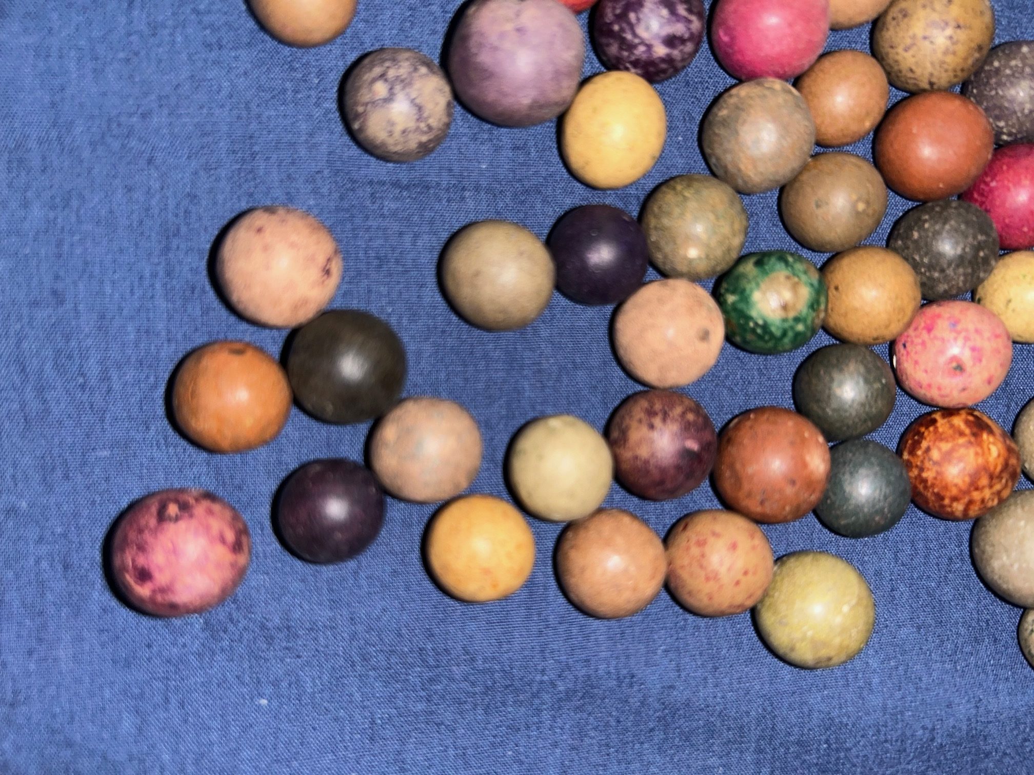 54 Antique Clay Marbles