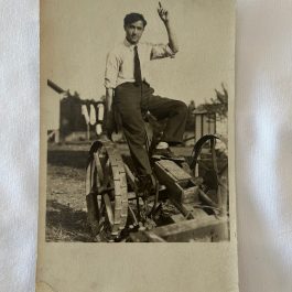 RPPC Man Sitting On Cannon, Catskill Mountains May 30, 1925 Postcard