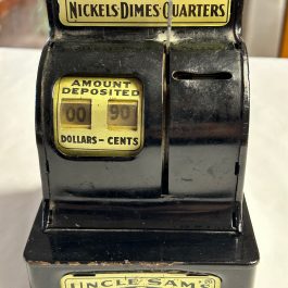 Vintage Uncle Sam 3 Coin Register Bank – Works!