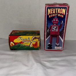Group Of 2 Empty Toy Boxes, Neutron Robot Man And Chinese Tank