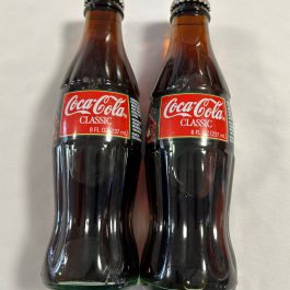 Group Of 2 FULL Vintage Christmas 1996 Coca Cola Coke 8 Oz Soda Bottles