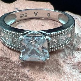 Sterling Silver And CZ Ring, Size 8