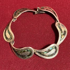 Sterling Silver Inlay Abalone Bracelet – Maker Marked
