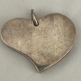 Vintage Sterling Silver Large Solid Heart Pendant