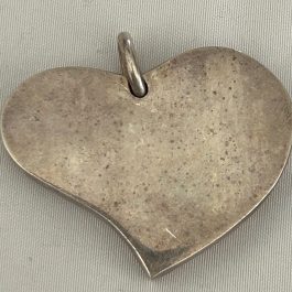 Vintage Sterling Silver Large Solid Heart Pendant