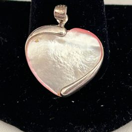 Vintage Sterling Silver & Mother Of Pearl Heart Pendant 925 CI SS