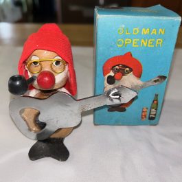 Old Man Opener With Removable Guitar Opener, Has Hat, Pipe & Box, No Beard