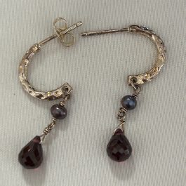 Vintage Sterling Silver Dangling Earrings w/Purple Stone