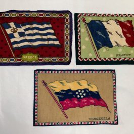 3 Antique 1900’s Greece, France & Venezuela Flag Tobacco Felt 8” x 5.25”