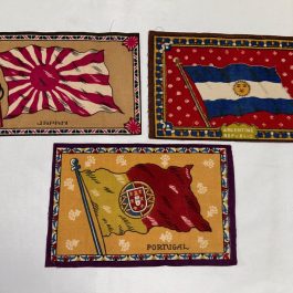 3 Antique 1900’s Japan, Argentina Republic & Portugal Flag Tobacco Felts 8” x 5.25”