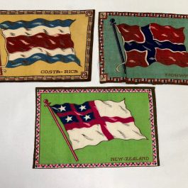 3 Antique 1900’s Costa-Rica, Norway & New-Zealand Flag Tobacco Felts 8” x 5.25”