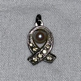 Vintage Sterling Silver Charm w/Pearl & CZ Stones