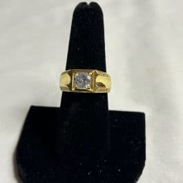 Vintage Gold Tone Over Sterling Ring w/CZ Stones, Size 8